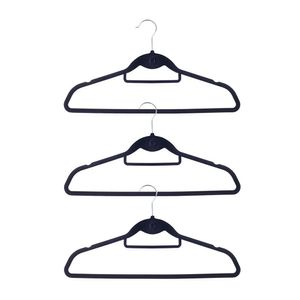 Conjunto 3 Cabides De Veludo Com Gancho Preto Oikos
