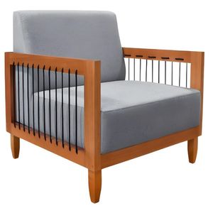 Poltrona Decorativa Lorena Sala De Estar Recepção Escritório Linho Cor:cinza