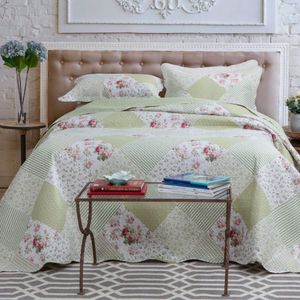 Kit Cobre Leito Colcha Mix Queen Estampado Dupla Face Floral 3 Peças - Naiara
