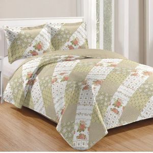 Kit Cobre Leito Colcha Mix Queen Estampado Dupla Face Floral 3 Peças - Janaína