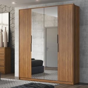Guarda Roupa Casal 4 Portas Com Espelho E 3 Gavetas Grécia - Amêndola Touch Amêndola Touch