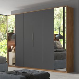 Guarda Roupa Casal 6 Portas Com Espelho E 6 Gavetas Equador - Amêndola-grafito Amêndola-grafito