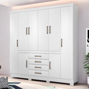 Guarda Roupa Casal 8 Portas E 4 Gavetas New México - Branco Branco