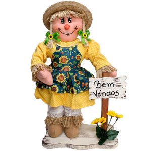 Decoração Espantalhos De Festa Junina Caipira Com Placa 50cm Menina