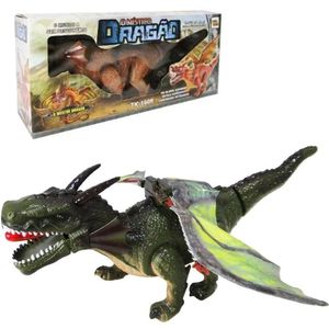 Brinquedo Dragão Místico Elétrico Com Movimentos Luzes E Som Verde