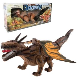 Brinquedo Dragão Místico Elétrico Com Movimentos Luzes E Som Marrom