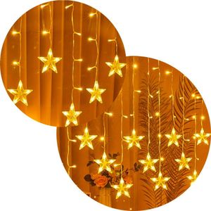 Pisca Cascata Estrelas 405 Leds Amarelo Fio Branco 10m 220v
