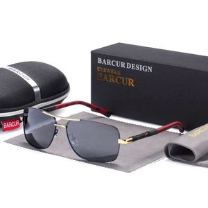 Óculos Polarizados Retangulares Masculinos Design Piloto Preto