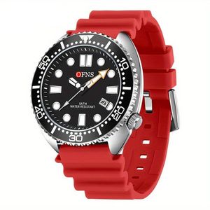 Relógio, Movimento Quartz, Display Redondo, Caixa De Liga De Zinco Preto Vermelho