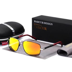 Óculos Polarizados Retangulares Masculinos Design Piloto Laranja