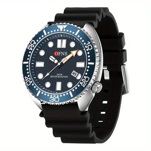 Relógio, Movimento Quartz, Display Redondo, Caixa De Liga De Zinco Preto Azul