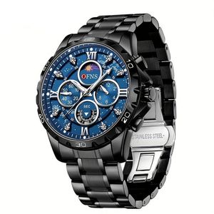 Relógio Masculino Ofns, Esportivo Luxuoso, Seis Agulhas Multifuncionais Azul