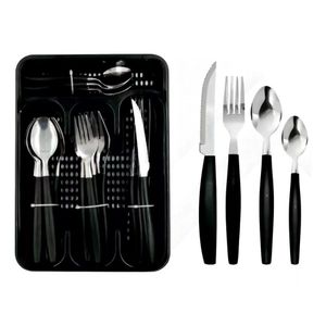 Conjunto De Talheres Home 25 Peças Em Aço Inox Preto