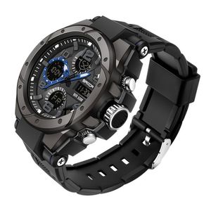 Relógio Esportivo Masculino - à Prova D'água 50m, Display Led Preto Azul