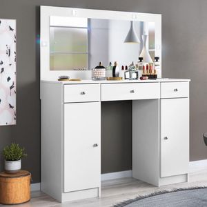 Camarim Penteadeira 3 Gavetas 2 Porta Com Led Viena Branco
