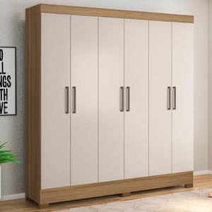 Guarda Roupa Casal 6 Portas E 3 Gavetas York Amêndola Touch-off White