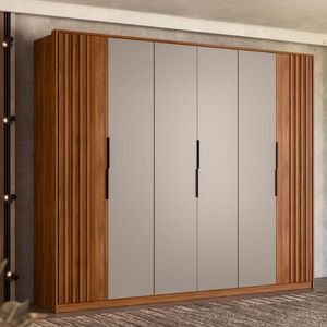 Guarda Roupa Casal 6 Portas Com Ripado E 6 Gavetas Equador Prime Tx Nogueira-nude