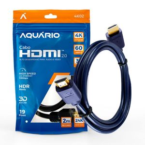 Cabo Hdmi Gold 2.0 2m 4k 3d Preto Aquario