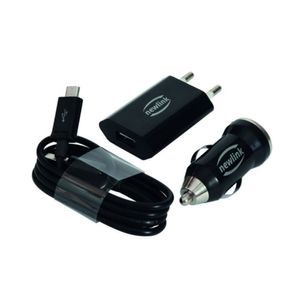 Kit Carregador Automotivo + Carregador Micro Usb C/ 1 Entrada Usb 1a Kt100 Newlink