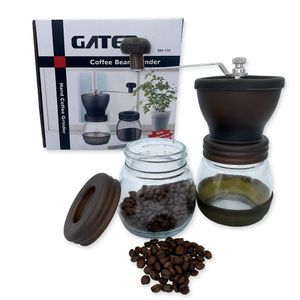 Moedor De Café Manual Em Vidro E Plástico Com Lâminas De Cerâmica Durável E Moderno, Cor Marrom