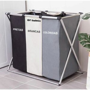 Cesto De Roupas Multiuso Com 3 Compartimentos