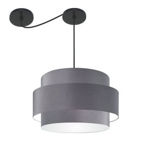 Lustre Sala De Jantar Com Desvio Vivare Md-4401 Cúpula Em Tecido 60cm Cor Cinza-escuro Voltagem 110v/220v