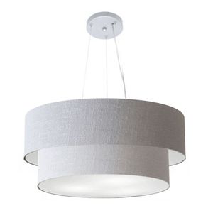 Lustre Pendente Duplo Cilíndrico Vivare Md-4385 Cúpula Tecido 90x80cm - Bivolt Cor Rustico-cinza Voltagem 110v/220v
