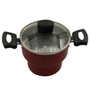 Cuscuzeiro Enjoy Antiaderente 14cm Vermelho Com Tampa De Vidro Alta Qualidade E Praticidade