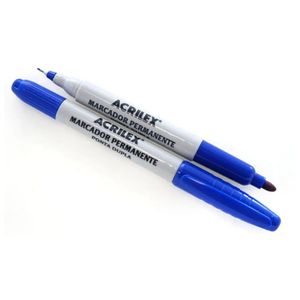 Marcador Permanente Ponta Dupla Ref. 521 Azul Acrilex 062120521