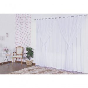 Cortina Elegance Microfibra Com Voil 2x1,70m - Branca, Estilo E Conforto Para Sua Sala Ou Quarto!