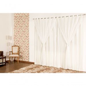 Cortina Para Sala Ou Quarto Charmousse Com Voil 2,00 Palha