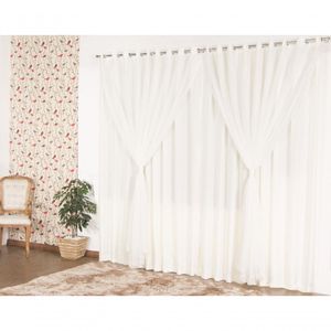 Cortina Elegante De Microfibra Com Voil 2,00m - Estilo E Conforto Para Seu Ambiente!