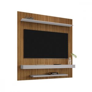 Painel Para Tv De Até 65 Polegadas Leme Pintura Ripado Cinamomo Com Off White