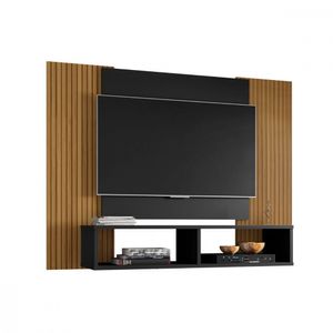 Painel Para Tv Até 48 Polegadas Navi Preto E Pintura Ripado Preto/nature