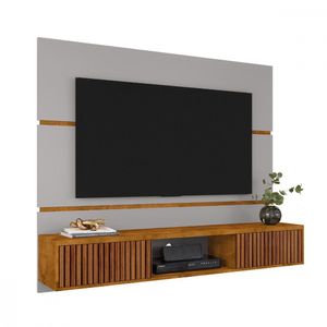 Painel Para Tv De Até 65 Polegadas Ambar Pintura Ripado Naturalle Com Off White