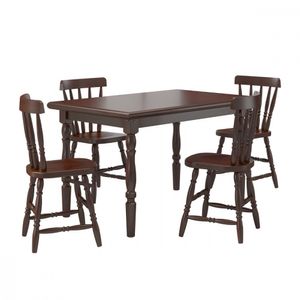 Mesa De Jantar Com 4 Cadeiras Madeira Castanho Piratini Castanho