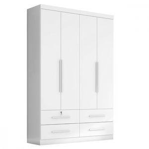 Guarda Roupa Solteiro Maximus 4 Portas Branco Abs. Zanzini Branco Absoluto