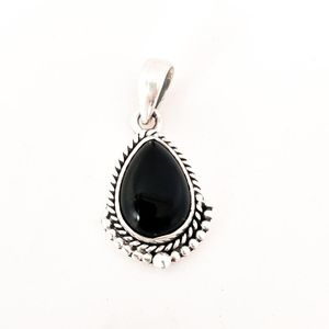 Pingente Gota Com Pedra Natural 3cm Prata 925