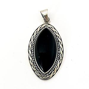 Pingente Oval Pedra Natural Onix Prata 925