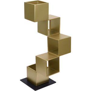Escultura Decorativa Enfeite Cubos Home&co Metal 40x17x17cm Dourado