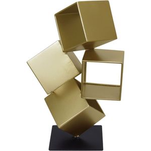 Escultura Decorativa Enfeite Cubos Home&co Metal 31x19x19cm Dourado