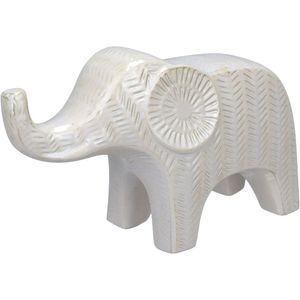 Adorno Decorativo Enfeite Casa Aparador Home&co Elefante Cerâmica 17x30x10cm Branco