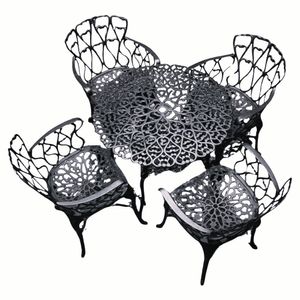 Conjunto De Jardim Modelo Viena Mesa E 4 Cadeiras Piscina Preto