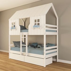 Beliche Casinha Encantada Com 02 Gavetas Madeira Maciça Branco Housin