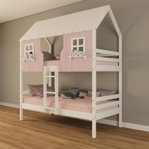 Beliche Casinha Encantada Madeira Maciça Rosa/ Branco Housin