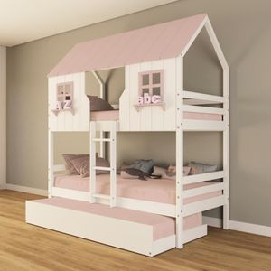 Treliche Casinha Encantada Madeira Maciça Branco/ Rosa Housin
