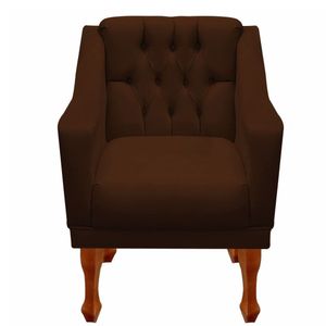 Poltrona Decorativa Resistente Recepção Grécia Dritex Suede Marrom