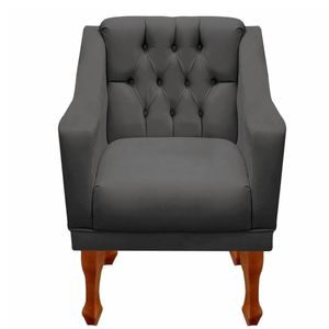 Poltrona Decorativa Resistente Recepção Grécia Dritex Sintético Cinza