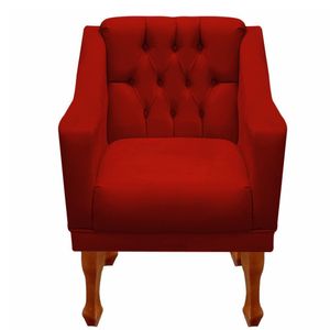 Poltrona Decorativa Resistente Recepção Grécia Dritex Suede Vermelho