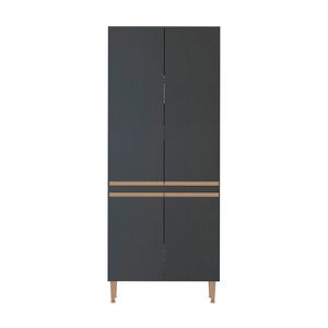 Armário Paneleiro Cozinha Sabrina 80x202cm Mdp Menu Móveis Preto